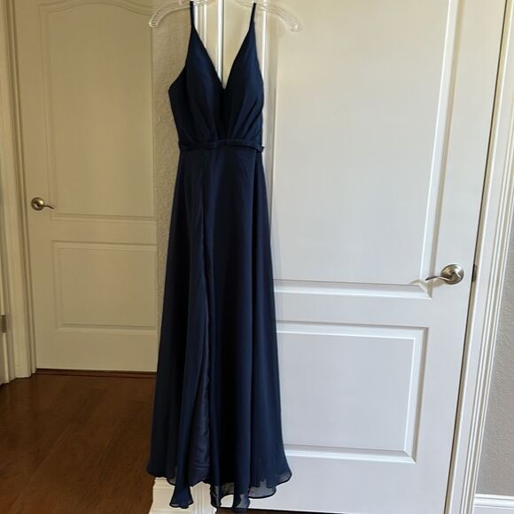 LOVEJOY  Navy Blue Lace-Up High-Low Maxi Dress 6 NWT and in packaging - Picture 3 of 7